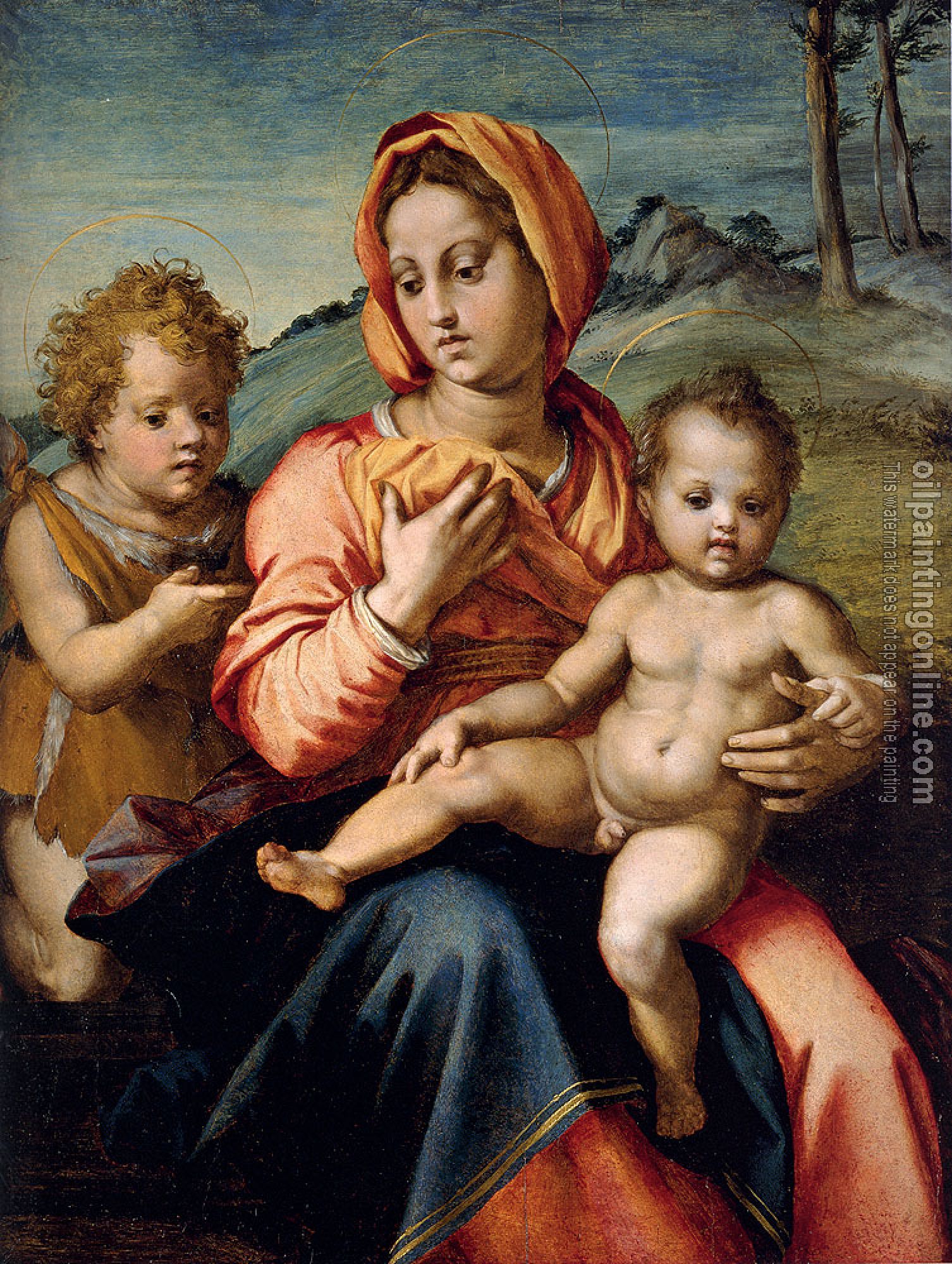 Andrea del Sarto - Madonna And Child With The Infant Saint John In A Landscape